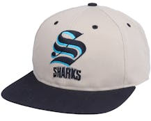 San Jose Sharks San Jose Sharks Old English Logo NHL Vintage Beige/Black Snapback - Twins Enterprise
