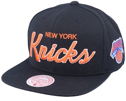 New York Knicks Foundation Script Black Snapback - Mitchell & Ness