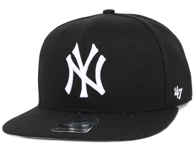 NY Yankees No Shot Black/White Snapback - 47 Brand cap - hatstoreworld.com