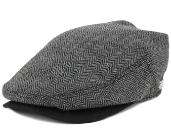 Warren Black Herringbone Flat Cap