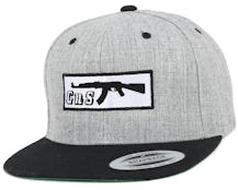 Box-AK47 Grey/Black Snapback - GUNS n SKULLS