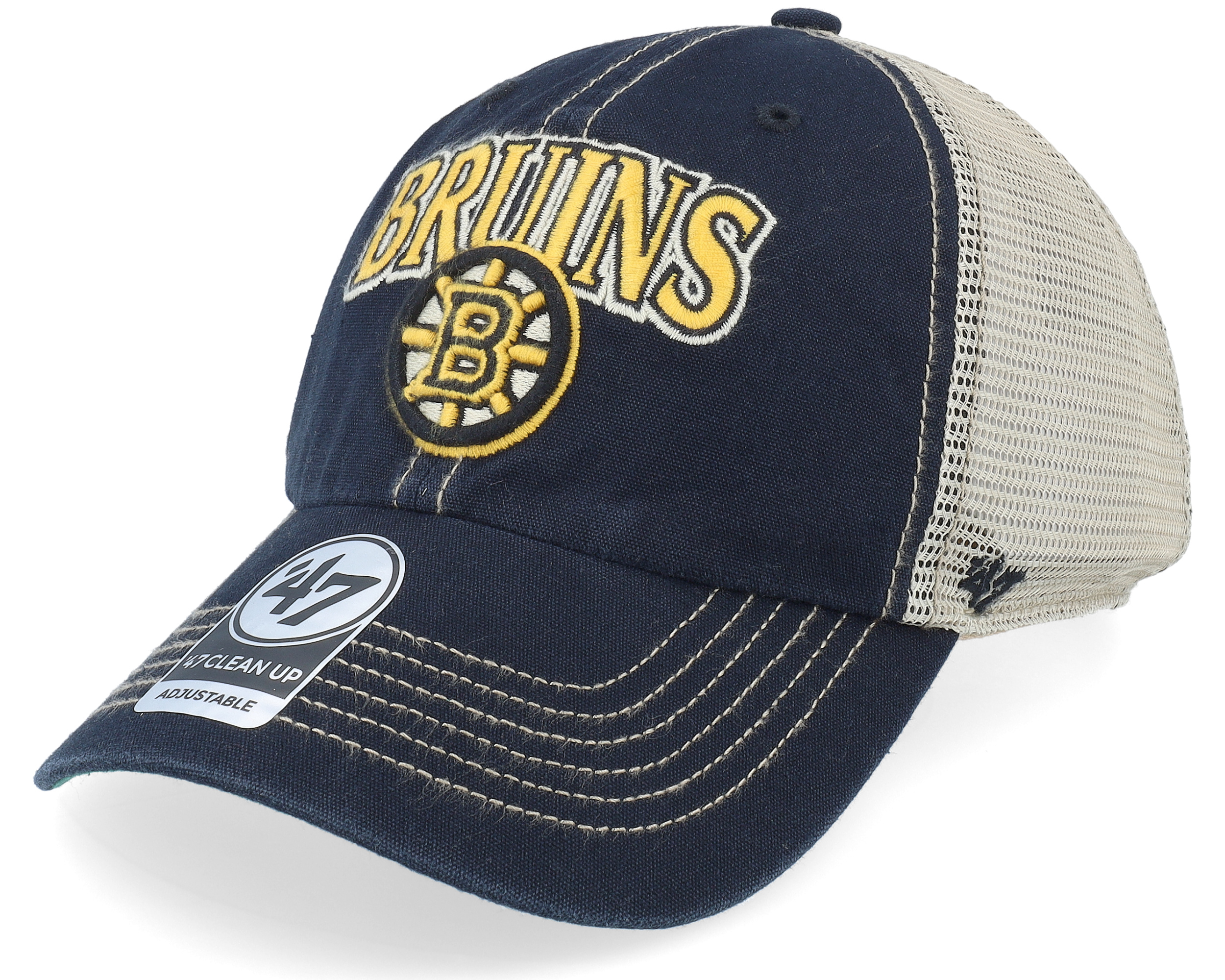  '47 Boston Bruins Mens Womens Two Tone Clean Up Adjustable  Strapback Natural White/Black Hat with Vintage Team Color Logo : Sports &  Outdoors