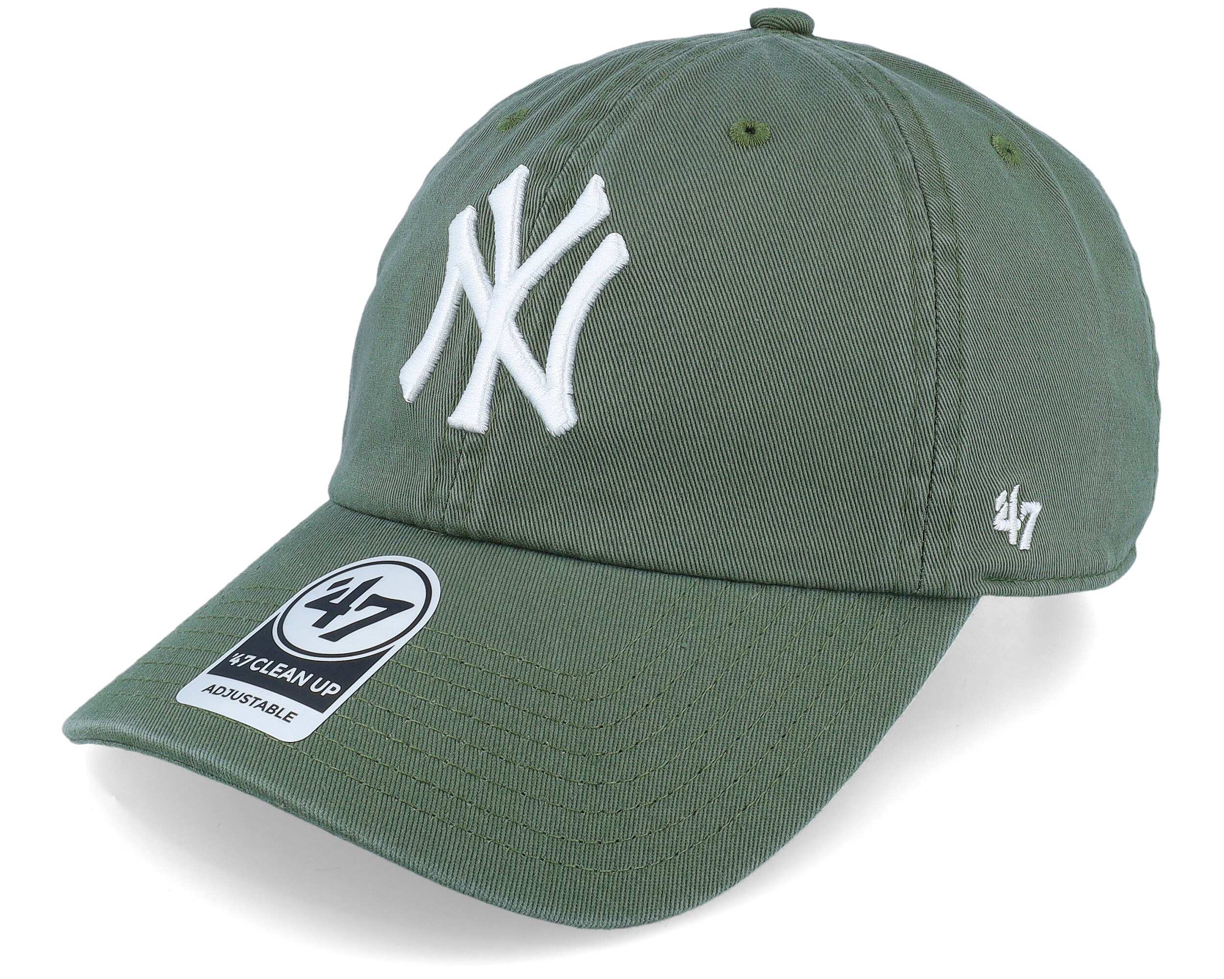 Olive Green/White 47 Brand New York Yankees Clean Up Dad Hat Cap Strapback Moss 