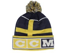 Sweden Flag Knit Team Navy/Yellow Pom - CCM