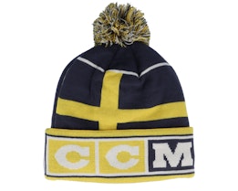 Sweden Flag Knit Team Navy/Yellow Pom - CCM