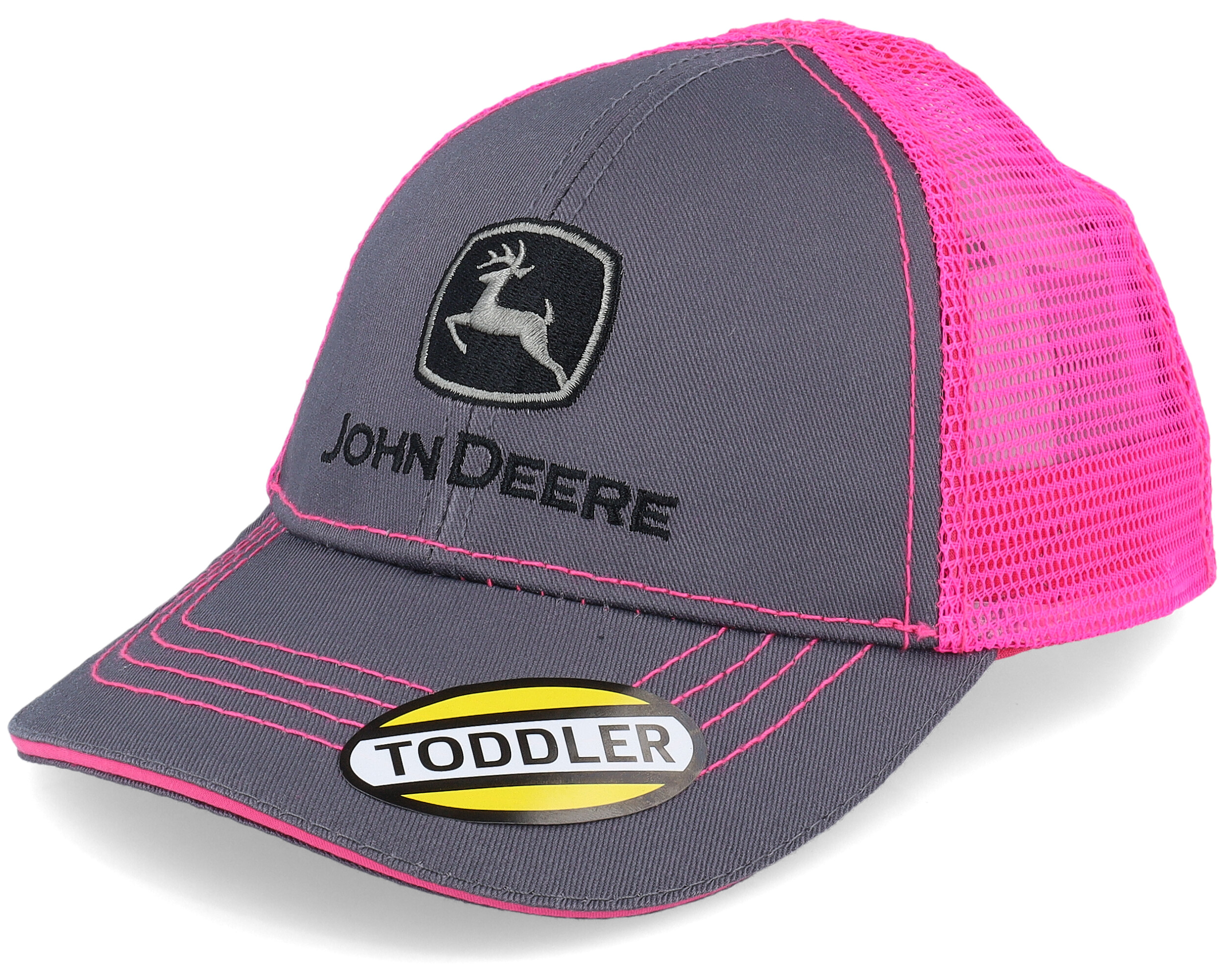 Kids Toddler Neon Charcoal/Pink Trucker - John Deere cap