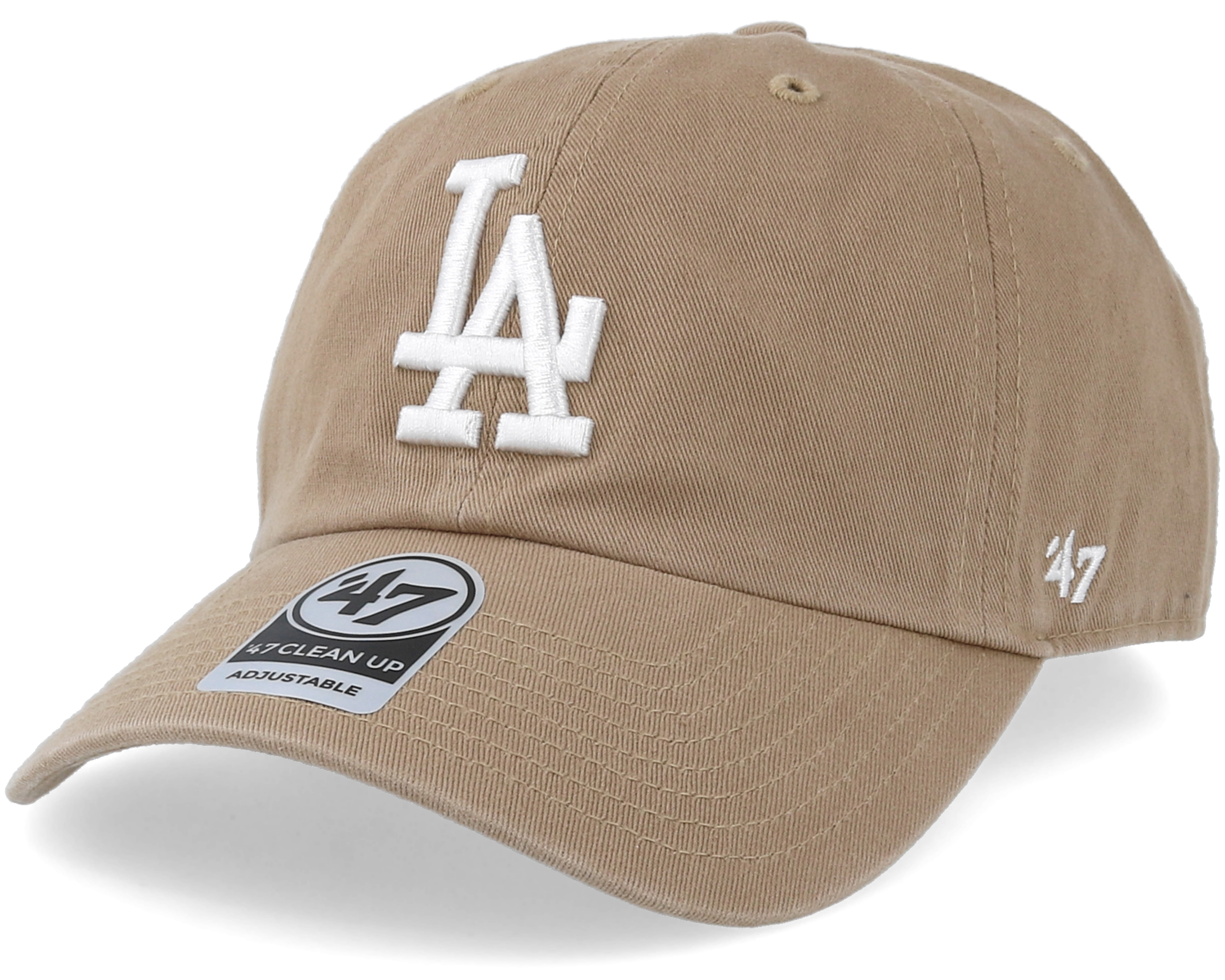 Los Angeles Dodgers 47 Brand White Khaki Clean Up Adjustable Hat