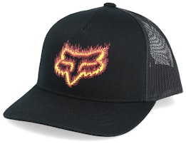 Kids Flame Head Black/Orange Trucker - Fox