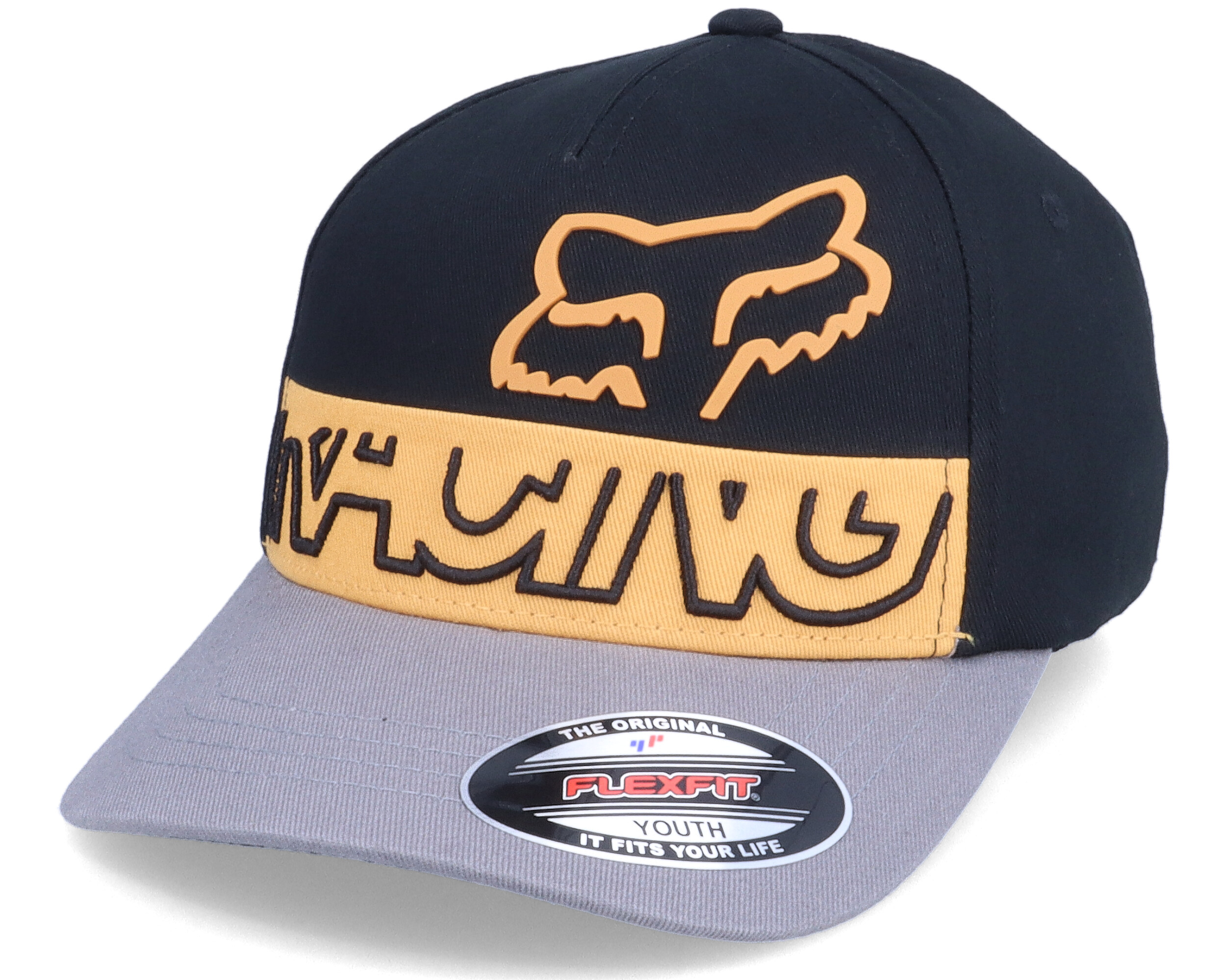 Kids Skew Hat Black/Orange/Grey Flexfit