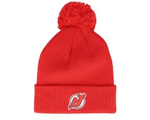 New Jersey Devils NHL Cuffed Beanie Red Pom - Adidas