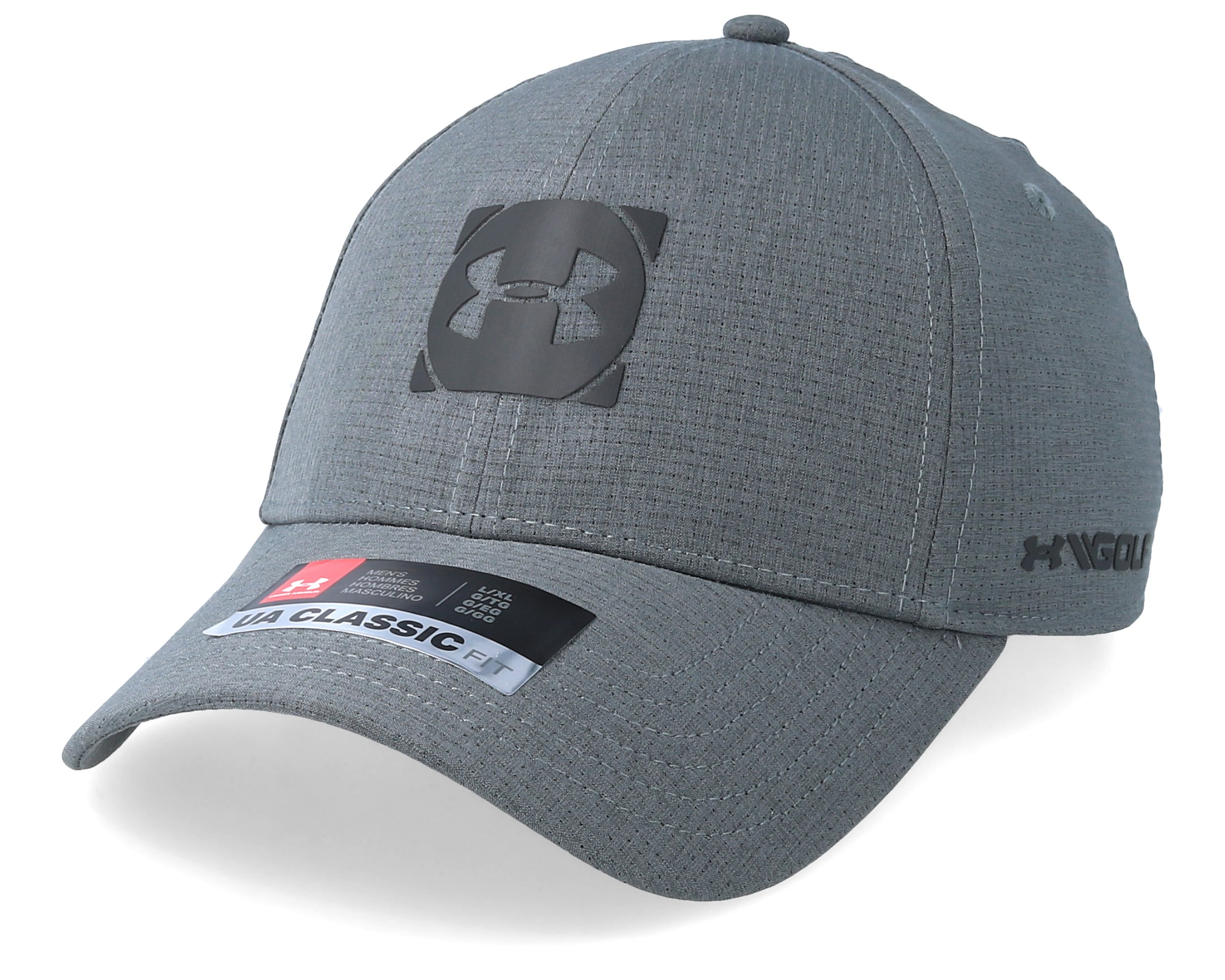 Under Armour Hat Black w Gray Logo Fitted Cap Size L/XL 649380