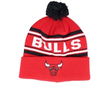 Kids Chicago Bulls Jacquard Cuff Red Pom - Outerstuff