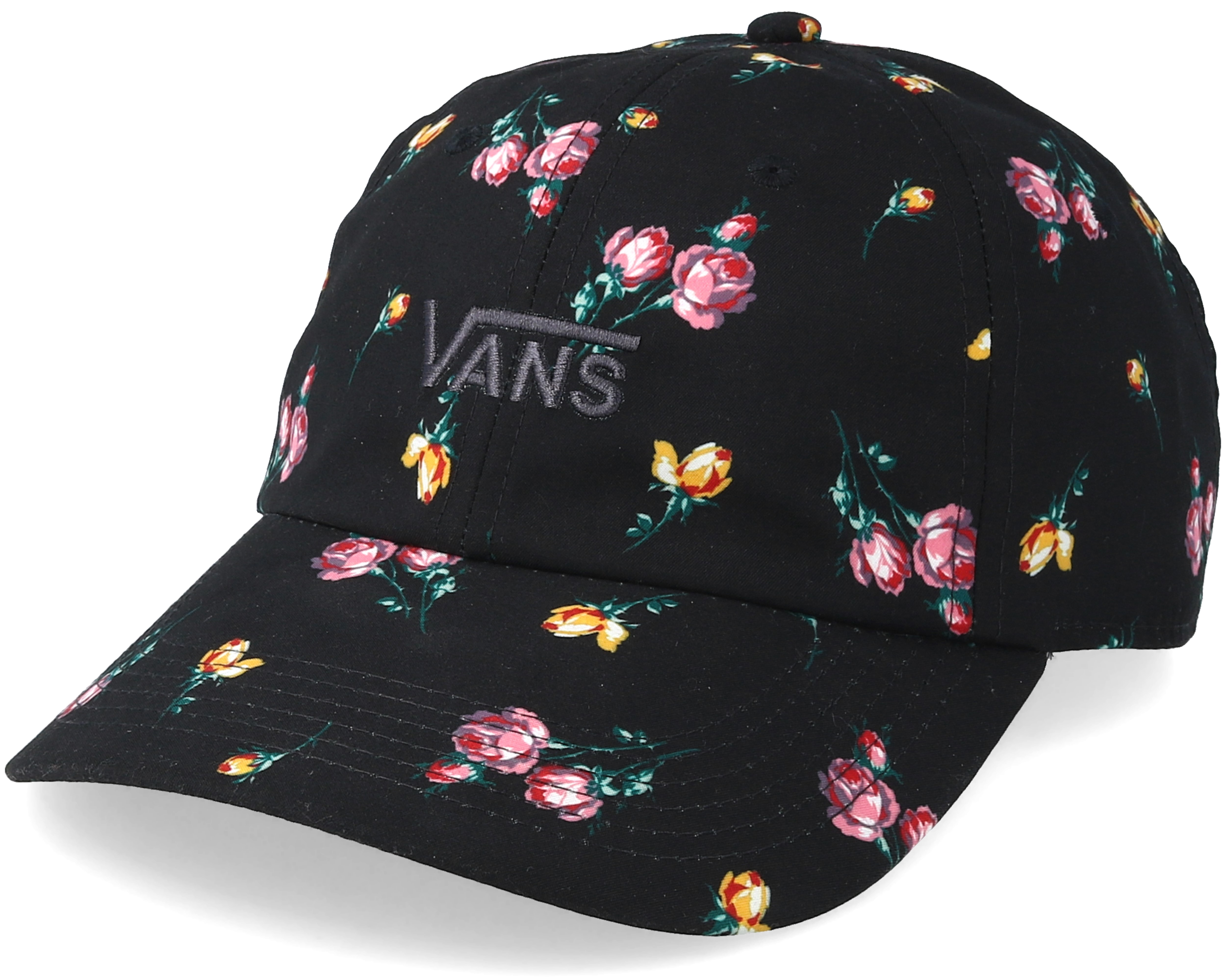 Court Side Printe Satin Floral Black Adjustable - Vans