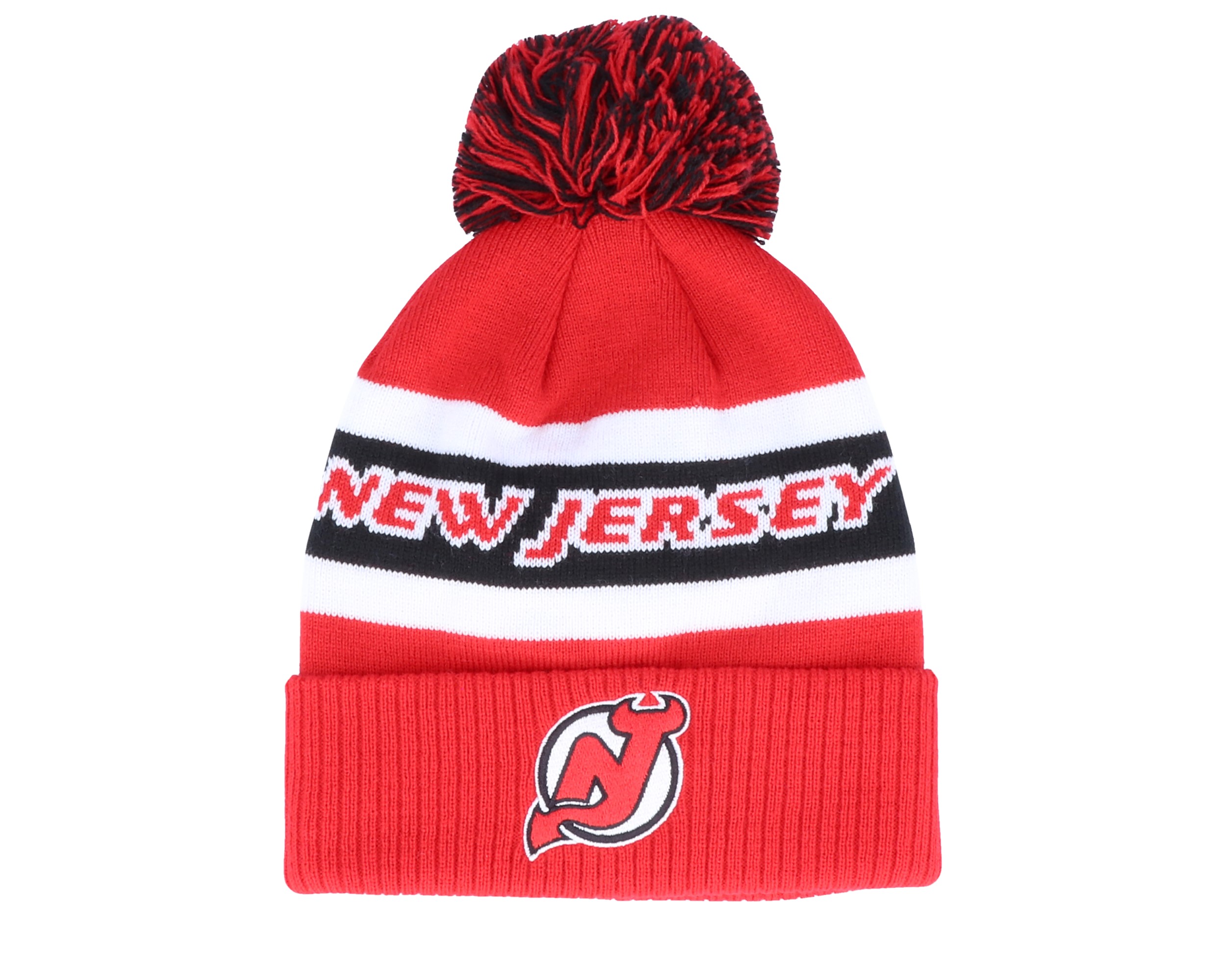New Jersey Devils Men's Adidas Cuffed Pom Knit Hat