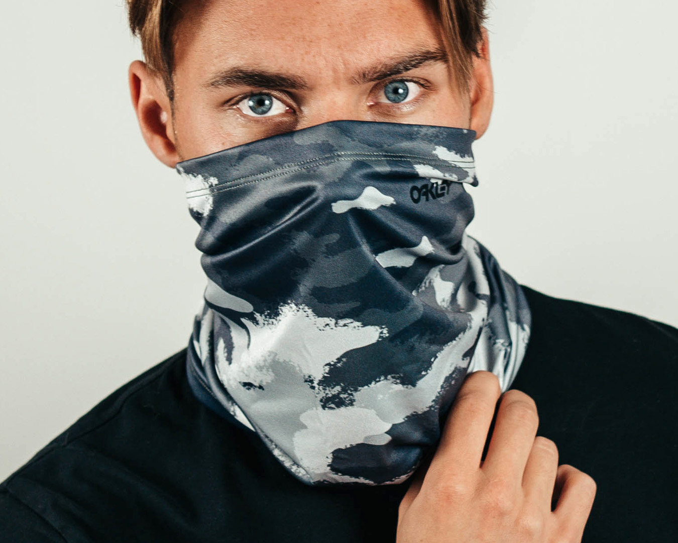 Neck Gaiter Painted Grey Camo Face Mask - Oakley face mask 