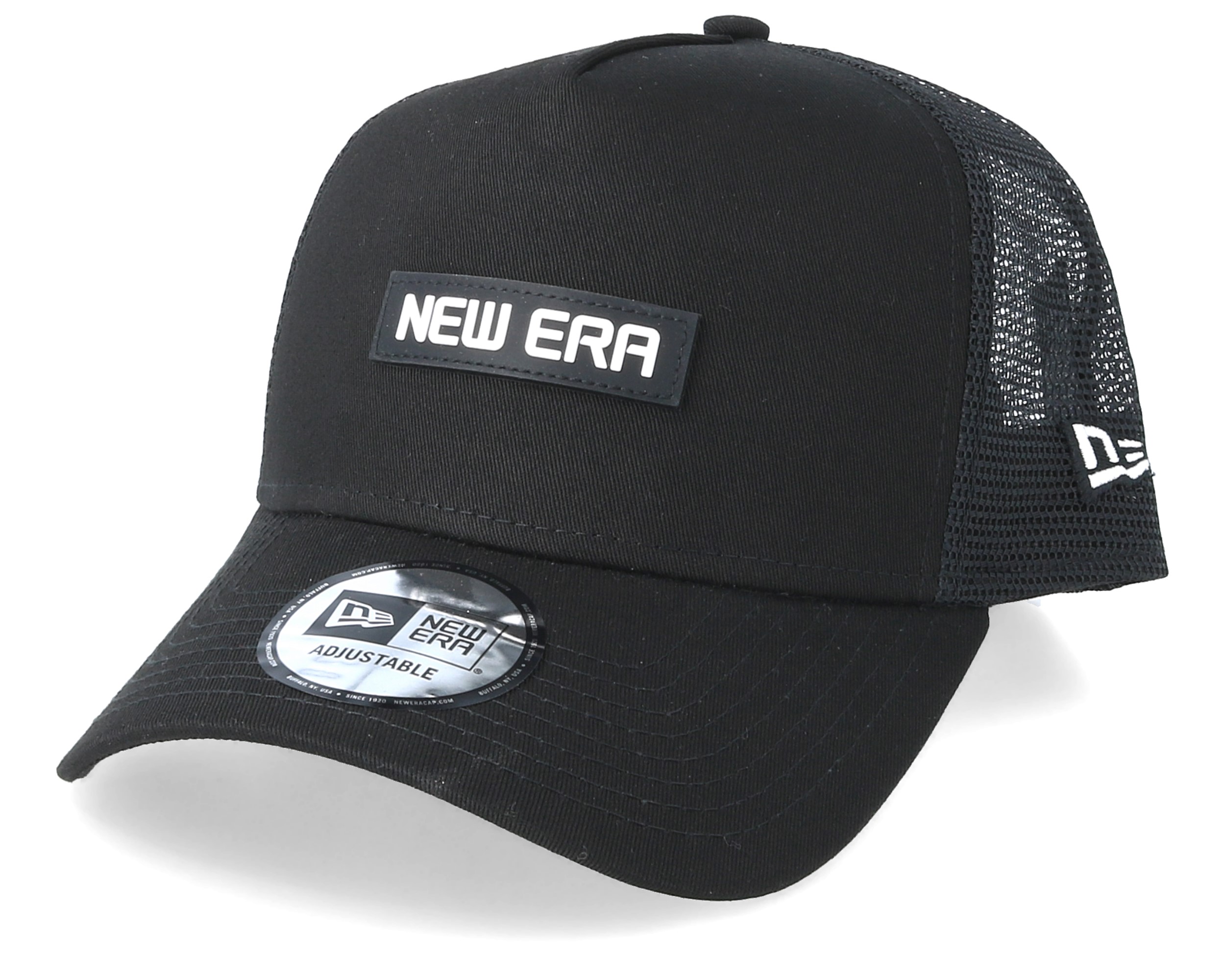 black new era trucker hat