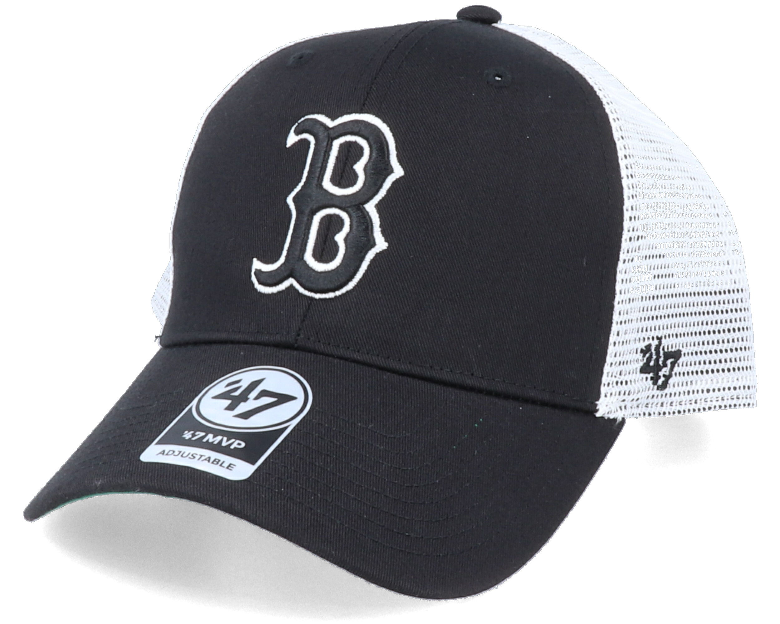 black Boston curve cap - MVP Boston Snapback black white 47 Brand : Headict
