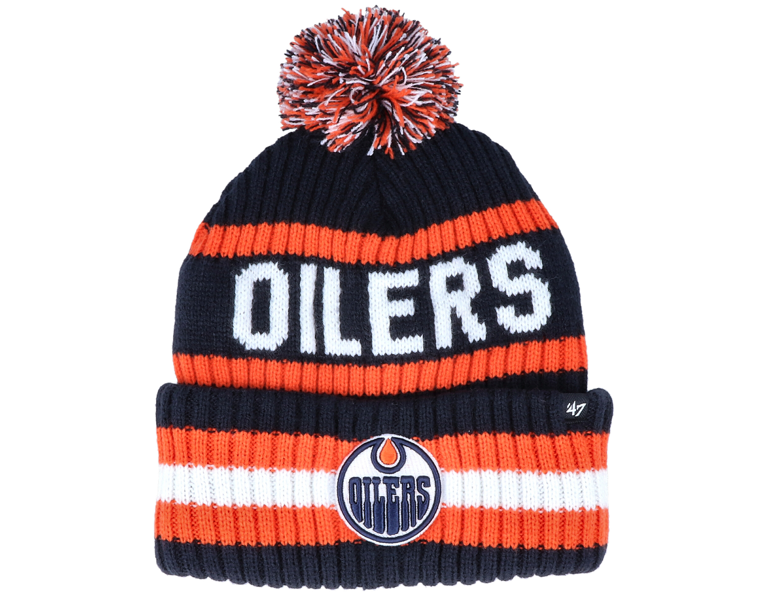 Edmonton Oilers Bering Navy/Orange Pom - 47 Brand beanie ...