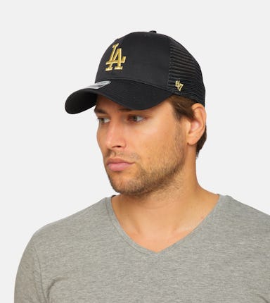 Los Angeles Dodgers Branson Metallic Mvp Black/Gold Trucker - 47 Brand cap