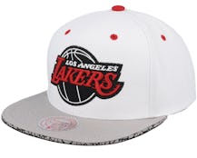 Los Angeles Lakers Three Collection White/Silver Snapback - Mitchell & Ness