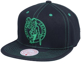 Boston Celtics Contrast Stitch Black Snapback - Mitchell & Ness