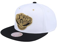 New Orleans Pelicans  White Gold Pop White Snapback - Mitchell & Ness