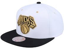 New York Knicks White Gold Pop White Snapback - Mitchell & Ness
