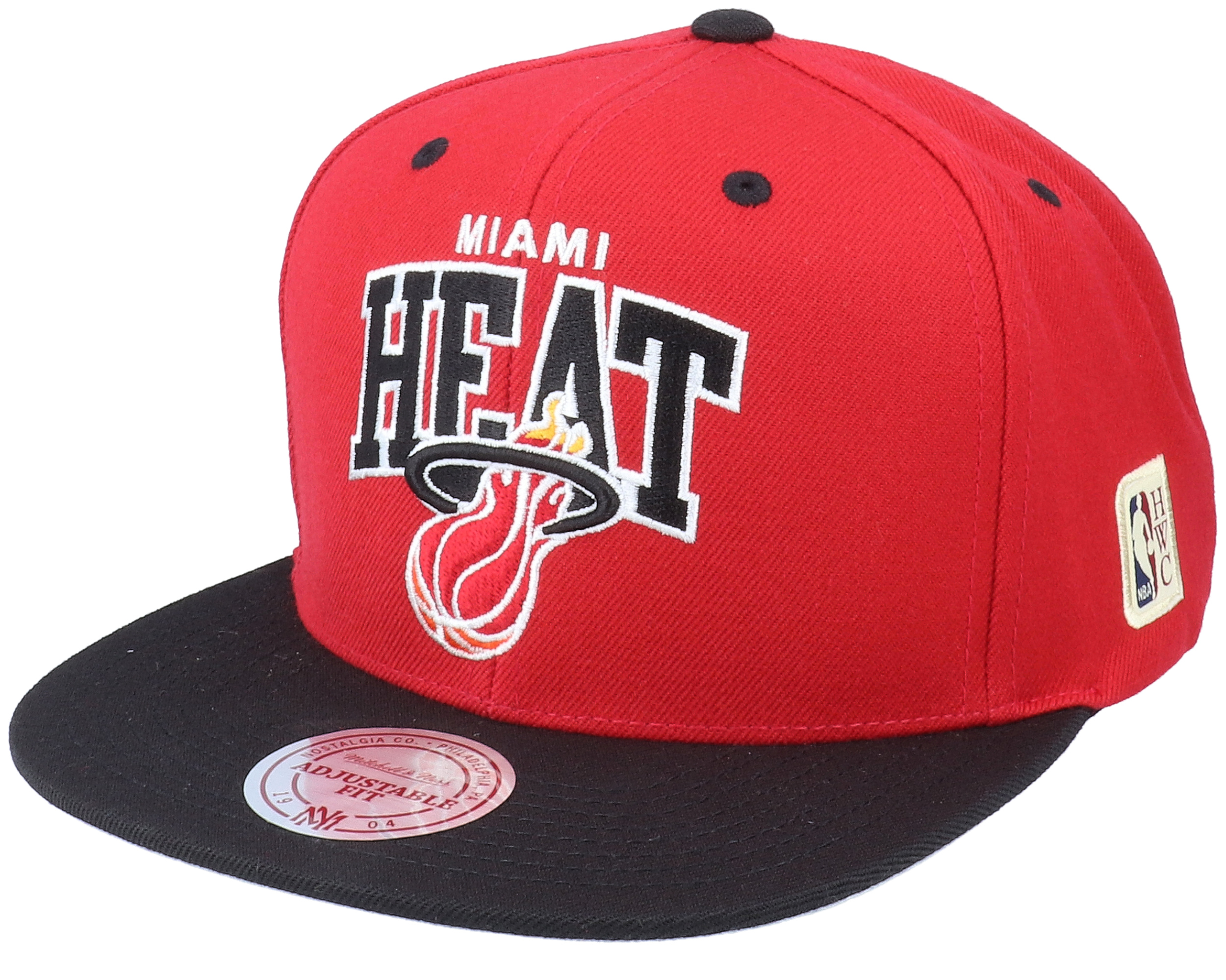 Miami Heat Team Arch 2 Tone Red Black Snapback - Mitchell & Ness Cap 