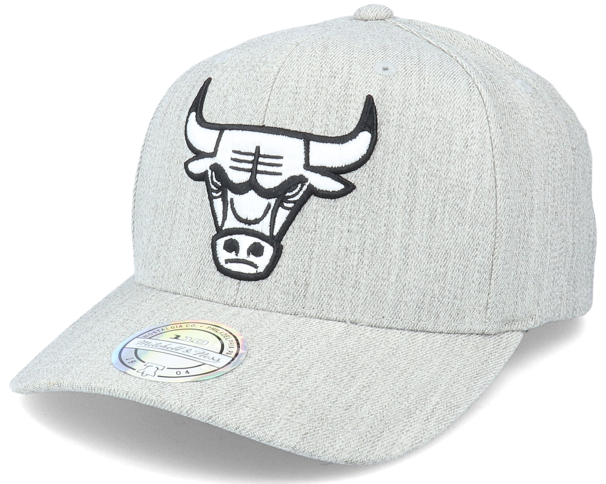 Chicago Bulls Black/White Logo Heather Grey 110 Adjustable - Mitchell ...