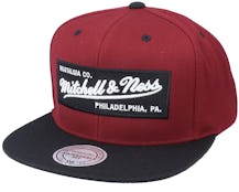 Branded Box Logo Dark Red/Black Snapback - Mitchell & Ness