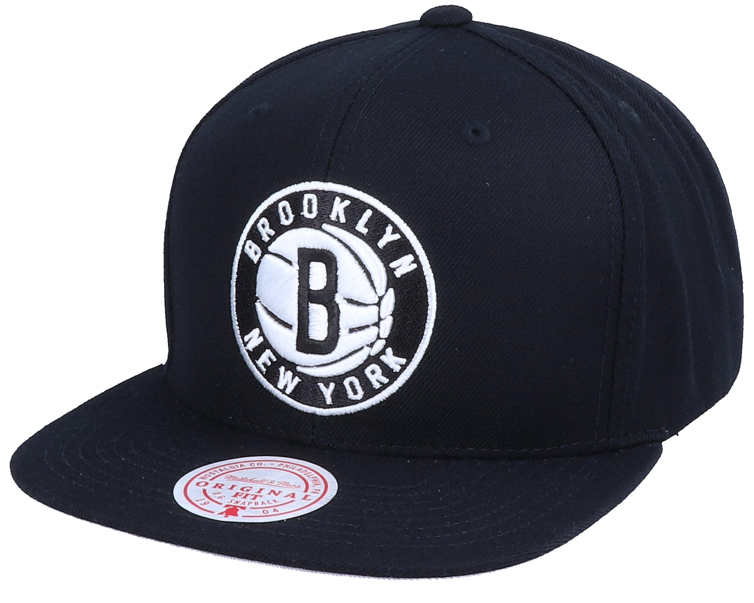 Brooklyn Nets Wool Solid Black Snapback Mitchell & Ness cap