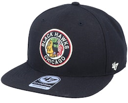Hatstore Exclusive x Chicago Blackhawks Captain No Shot Vintage Black Snapback - 47 Brand