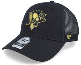 Pittsburgh Penguins Branson Metallic Mvp Black/Gold Trucker - 47 Brand