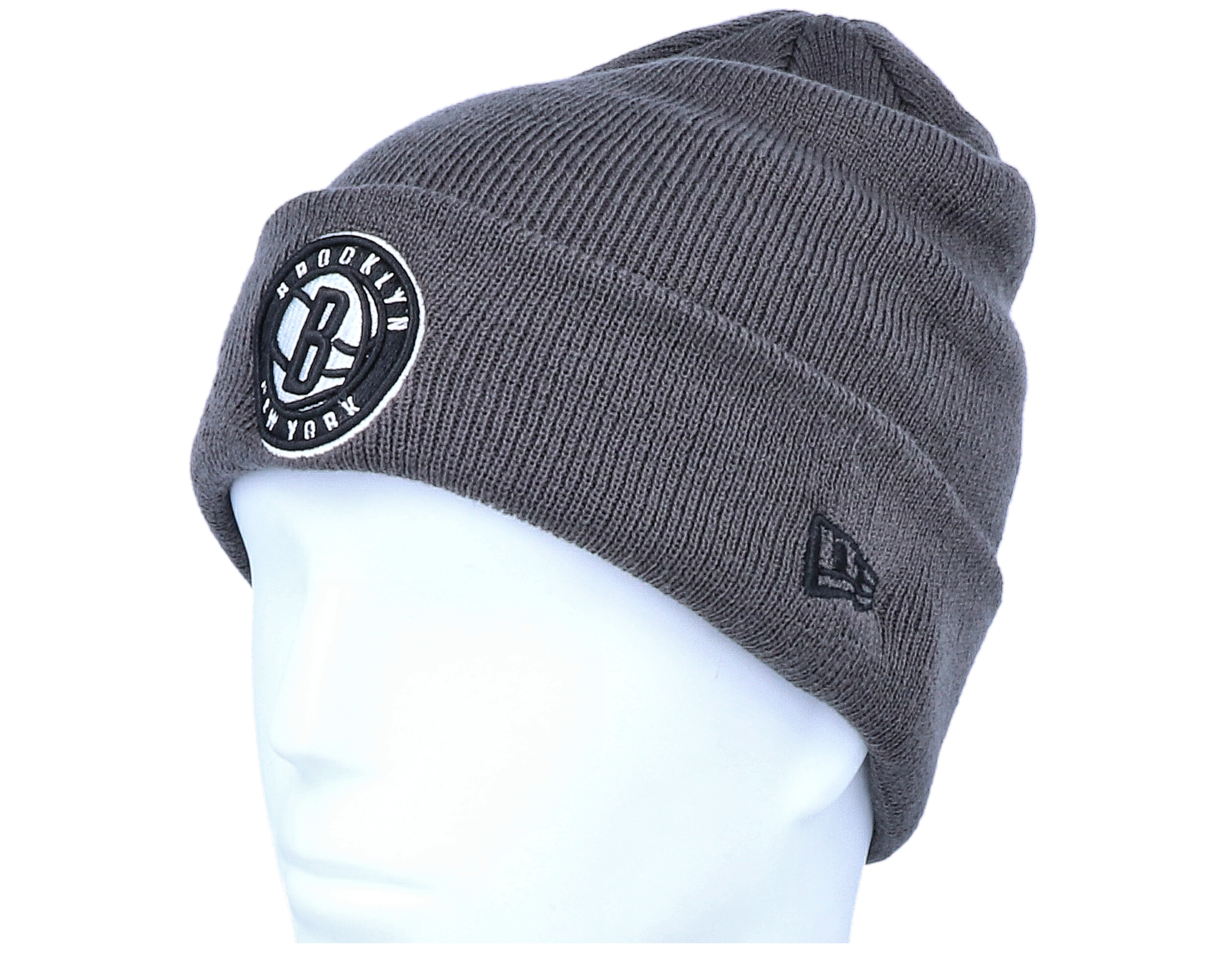 Brooklyn Nets Team Colour Out Line Knit Grey Cuff New Era Beanie Hatstore