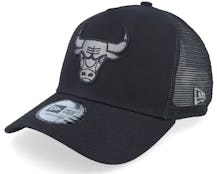 Chicago Bulls Bob Team Logo 9Forty A-Frame Black Trucker - New Era