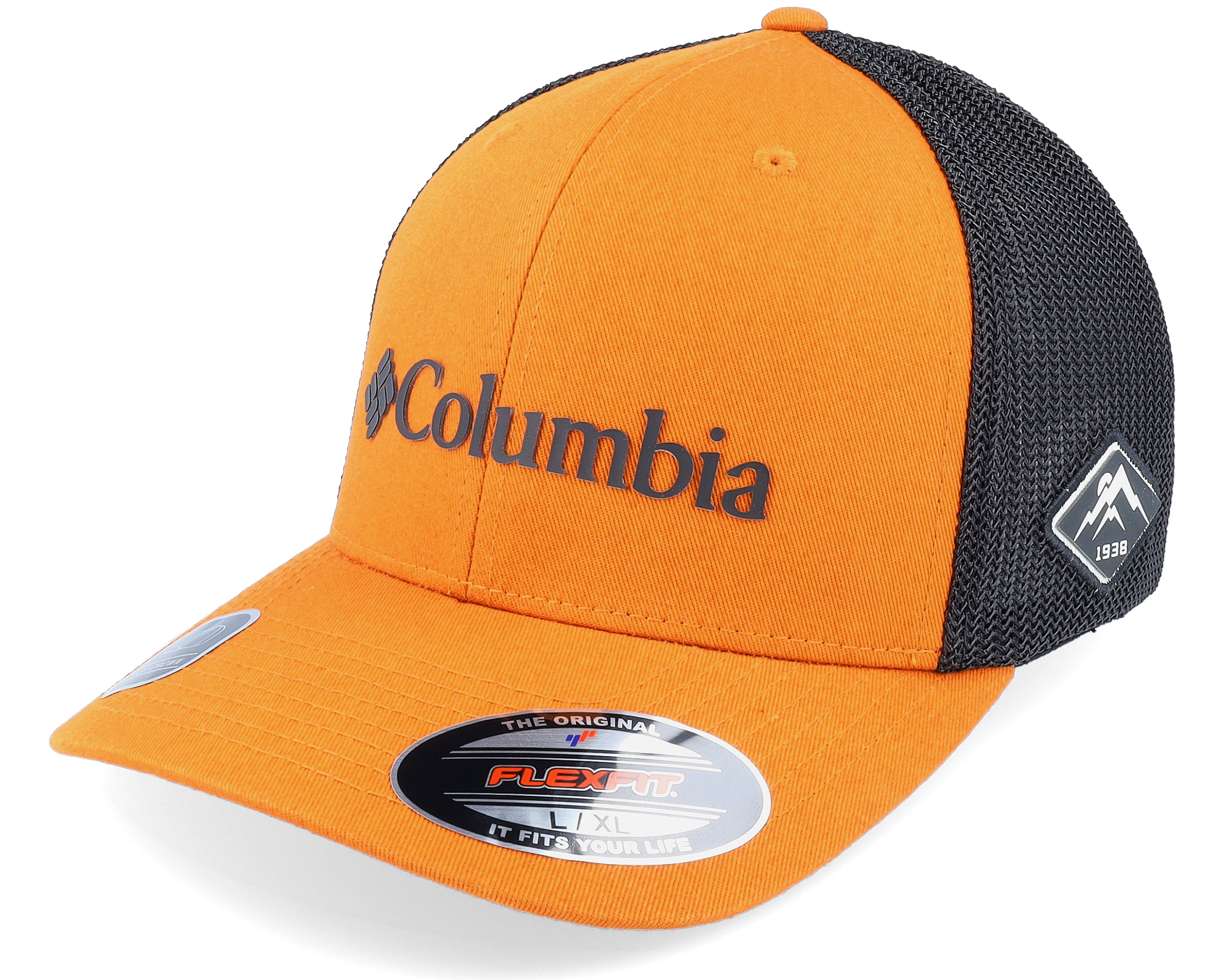 Mesh Ball Cap Warm Copper/Black Flexfit - Columbia cap