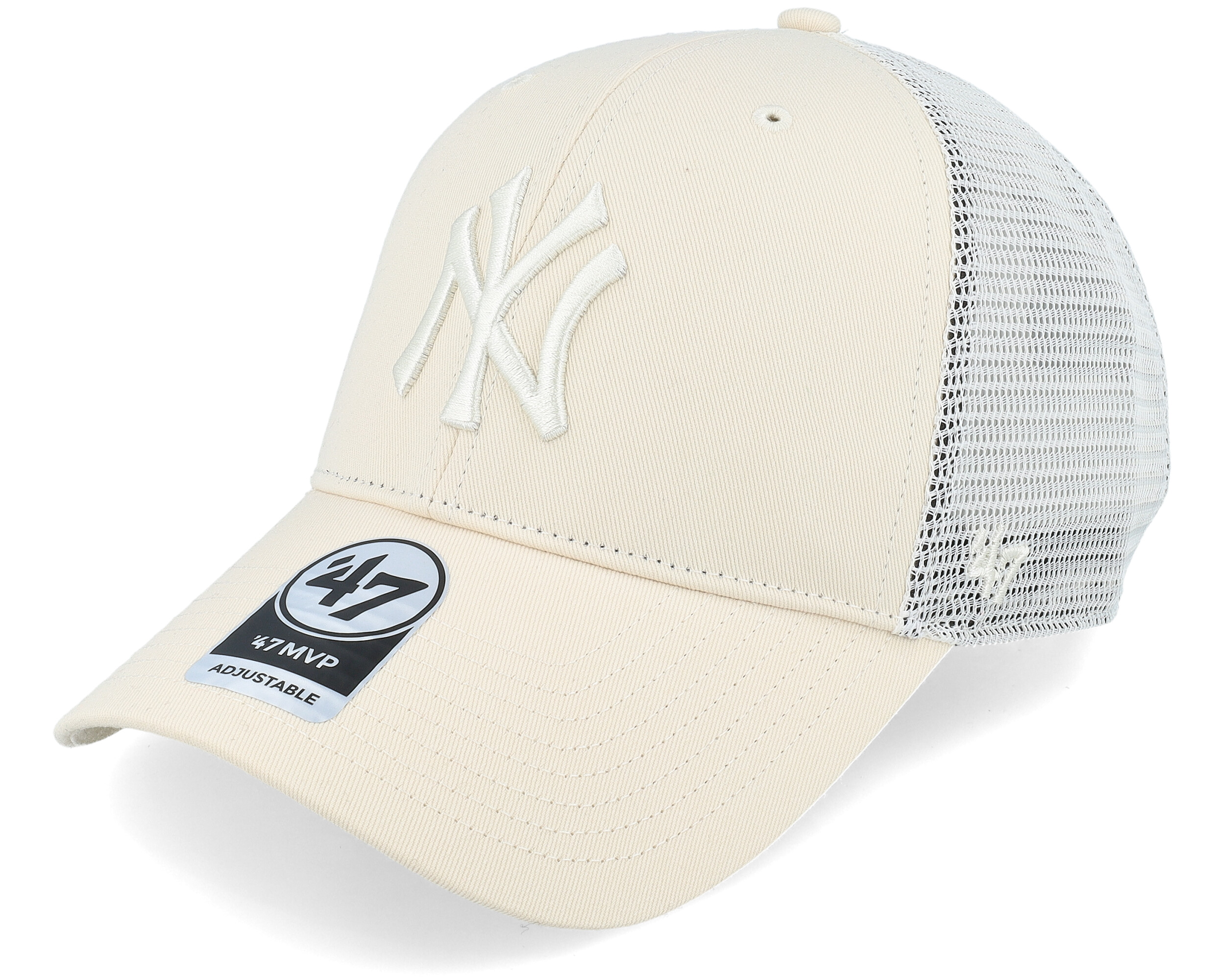 New Era 9FORTY New York Yankees A Frame Trucker Cap - Stone Beige/White