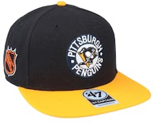 Hatstore Exclusive x Pittsburgh Penguins Sure Shot Two Tone Captain BLack/Yellow Snapback - 47 Brand