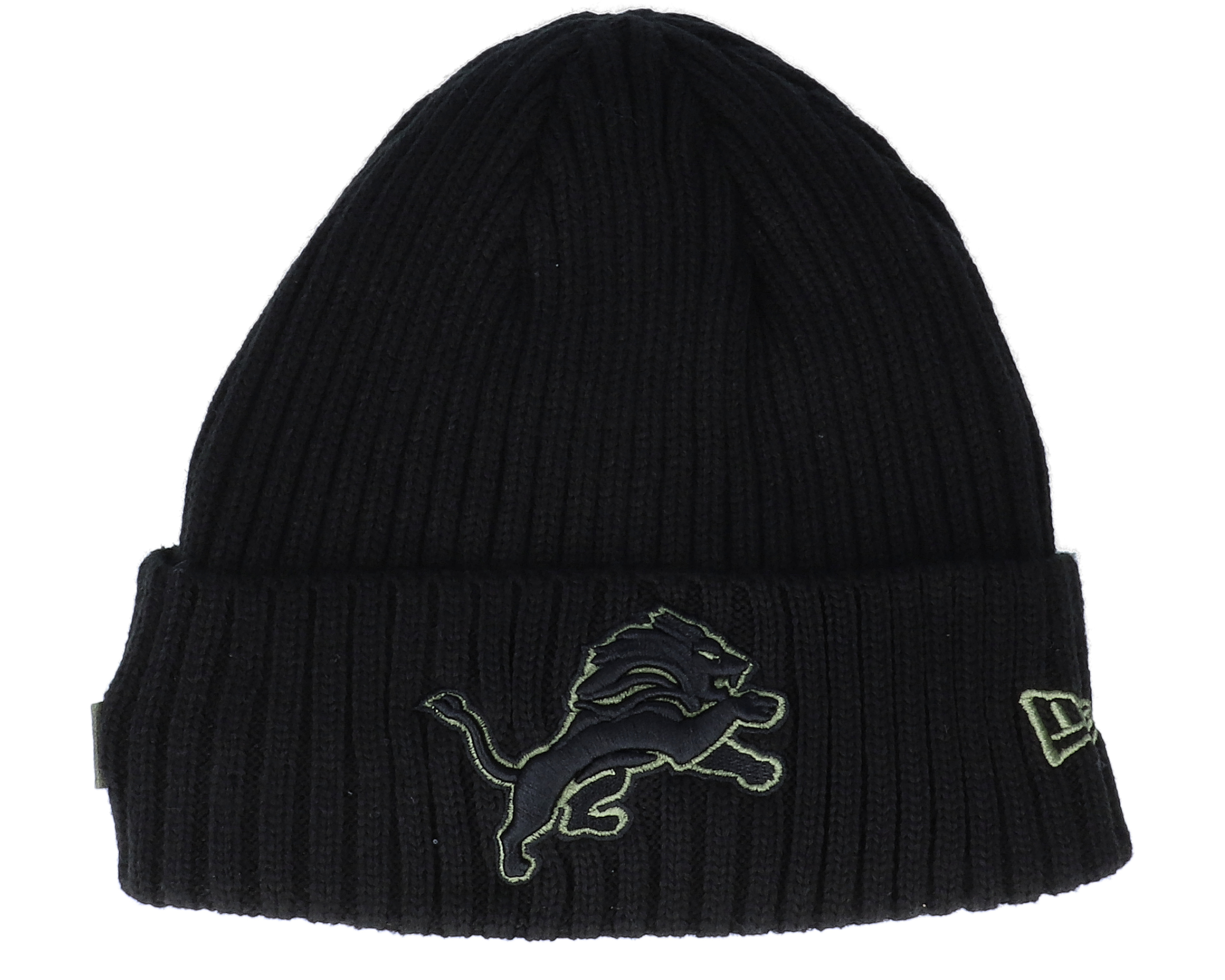 NWT New Era NFL Detroit Lions Beanie Pom Cuffed Knit Hat Black