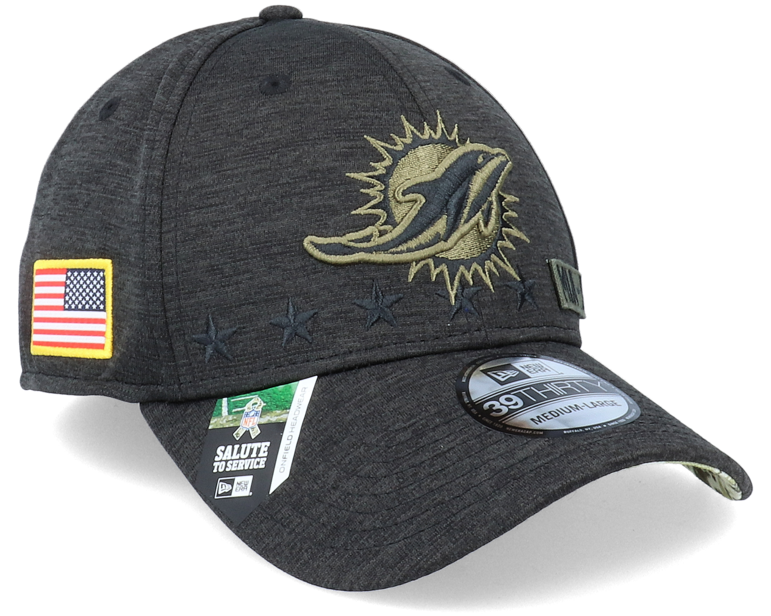 : New Era Men's Dolphins Heather Black Salute to Service Memorial Day  Veteran Day 39Thirty Flex Stretch Cap Hat (Small/Medium) : Sports & Outdoors