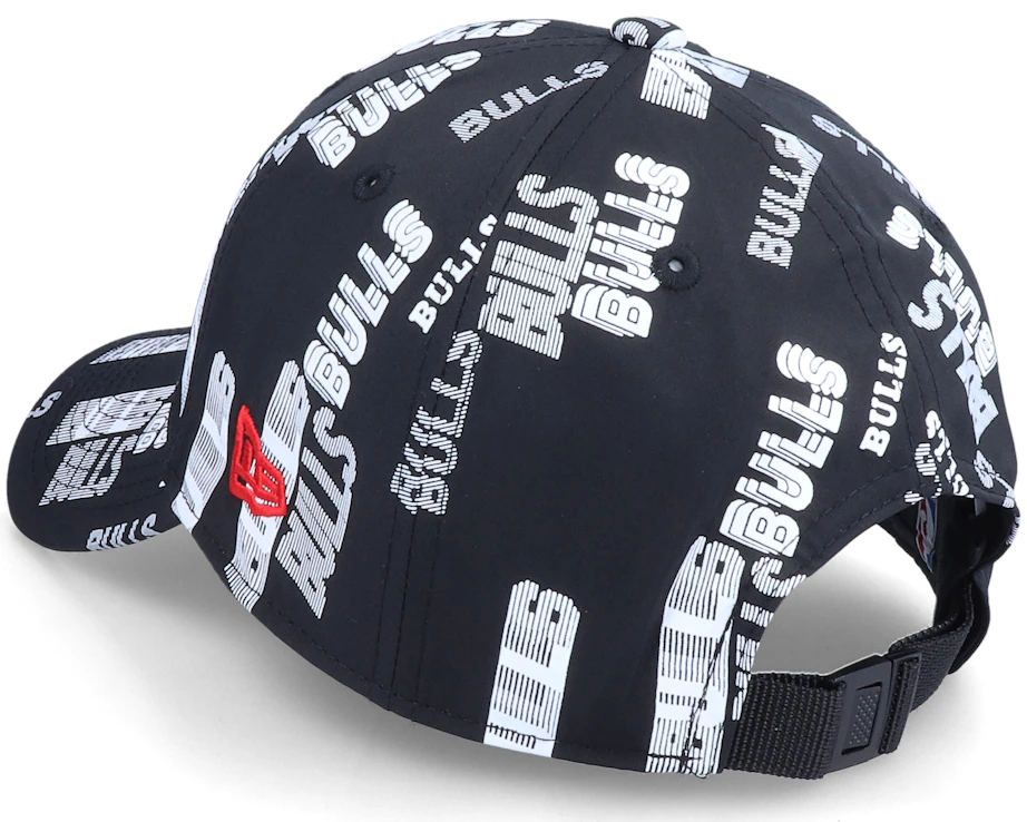 Chicago Bulls All Over Script Print 2 9Forty Black Adjustable ...