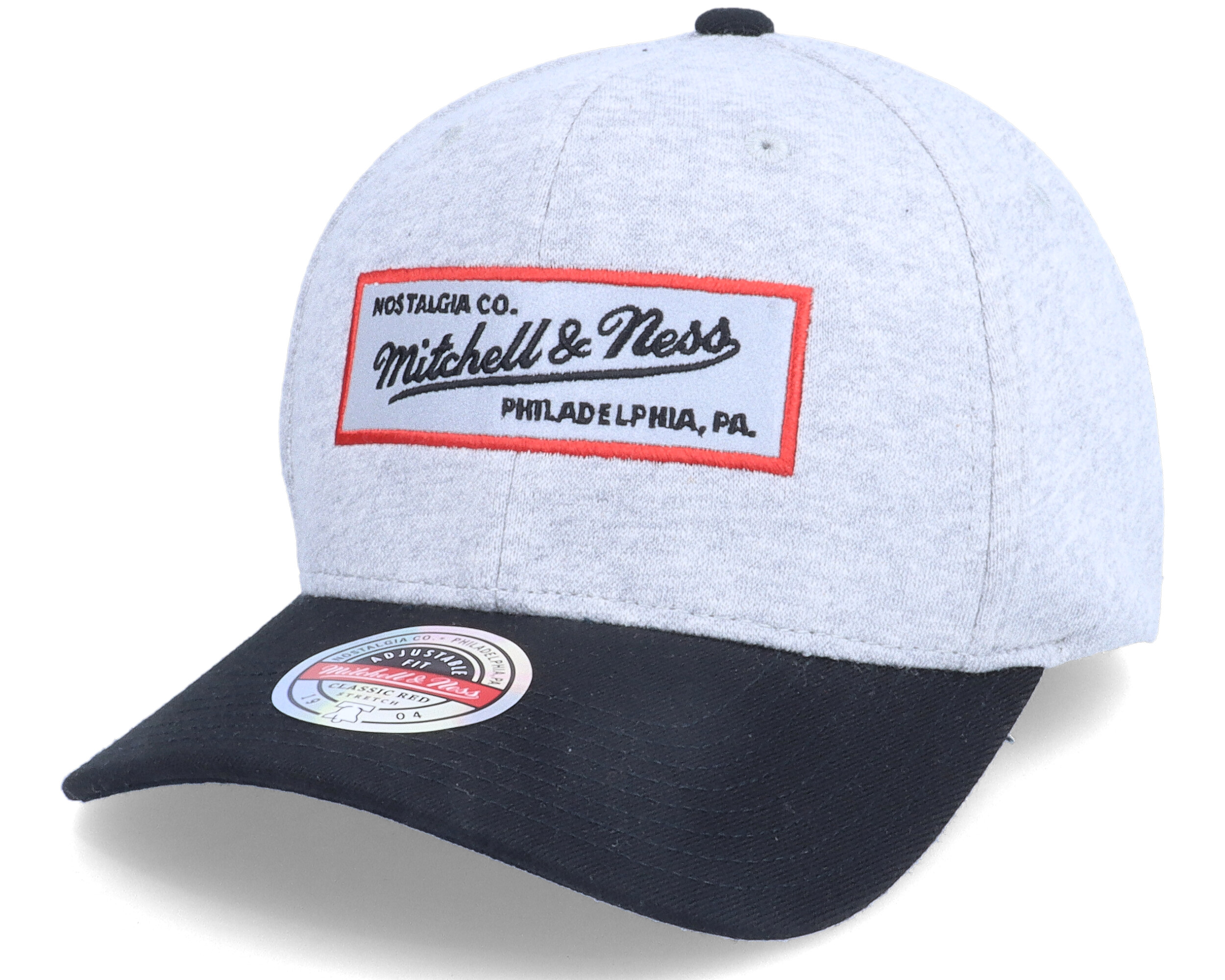 186 Red Snapback Grey/Black - Mitchell & Ness keps - Hatstore.se