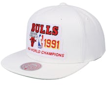 Chicago Bulls 1991 Champs HWC White Snapback - Mitchell & Ness
