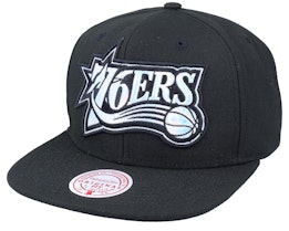 Philadelphia 76ers Iridescent Xl Logo Hwc Black Snapback - Mitchell & Ness