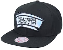 San Antonio Spurs Iridescent Xl Logo Hwc Black Snapback - Mitchell & Ness