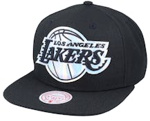 Los Angeles Lakers Iridescent Xl Logo Hwc Black Snapback - Mitchell & Ness