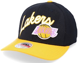 Los Angeles Lakers Arched Script 2 Tone Black/Yellow Adjustable - Mitchell & Ness