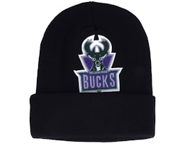 Milwaukee Bucks Chenille Logo Knit Black Cuff - Mitchell & Ness