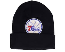 Philadelphia 76ers Chenille Logo Knit Black Cuff - Mitchell & Ness