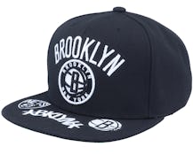 Brooklyn Nets Front Loaded Black Snapback - Mitchell & Ness